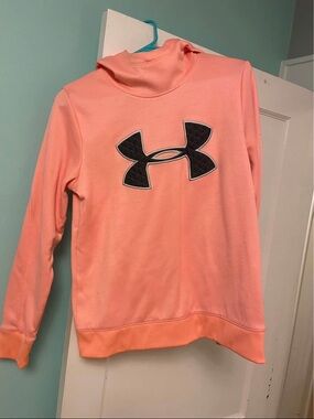 Under Armour Peach Pink Pullover Hoodie with Black Logo